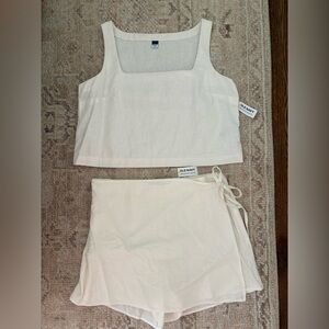 Old Navy White Tank Top and Skirt Set